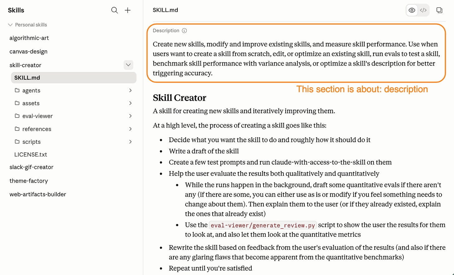 SKILL.md frontmatter editor screenshot