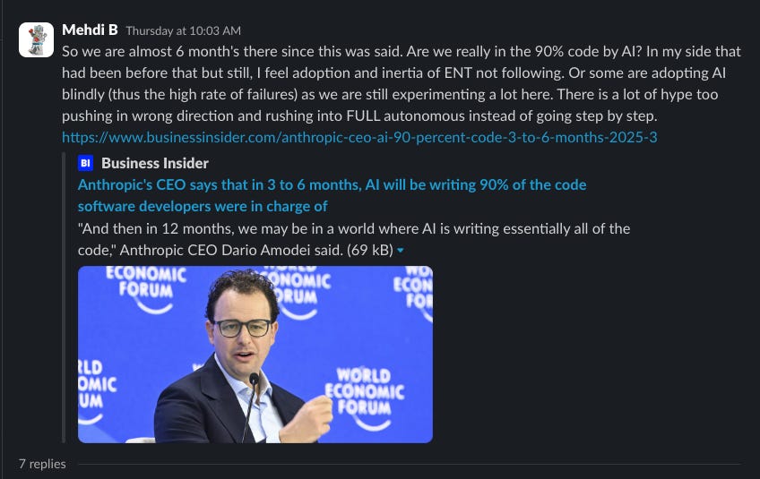 Mehdi B: So we are almost 6 months there since this was said. Are we really in the 90% code by AI?