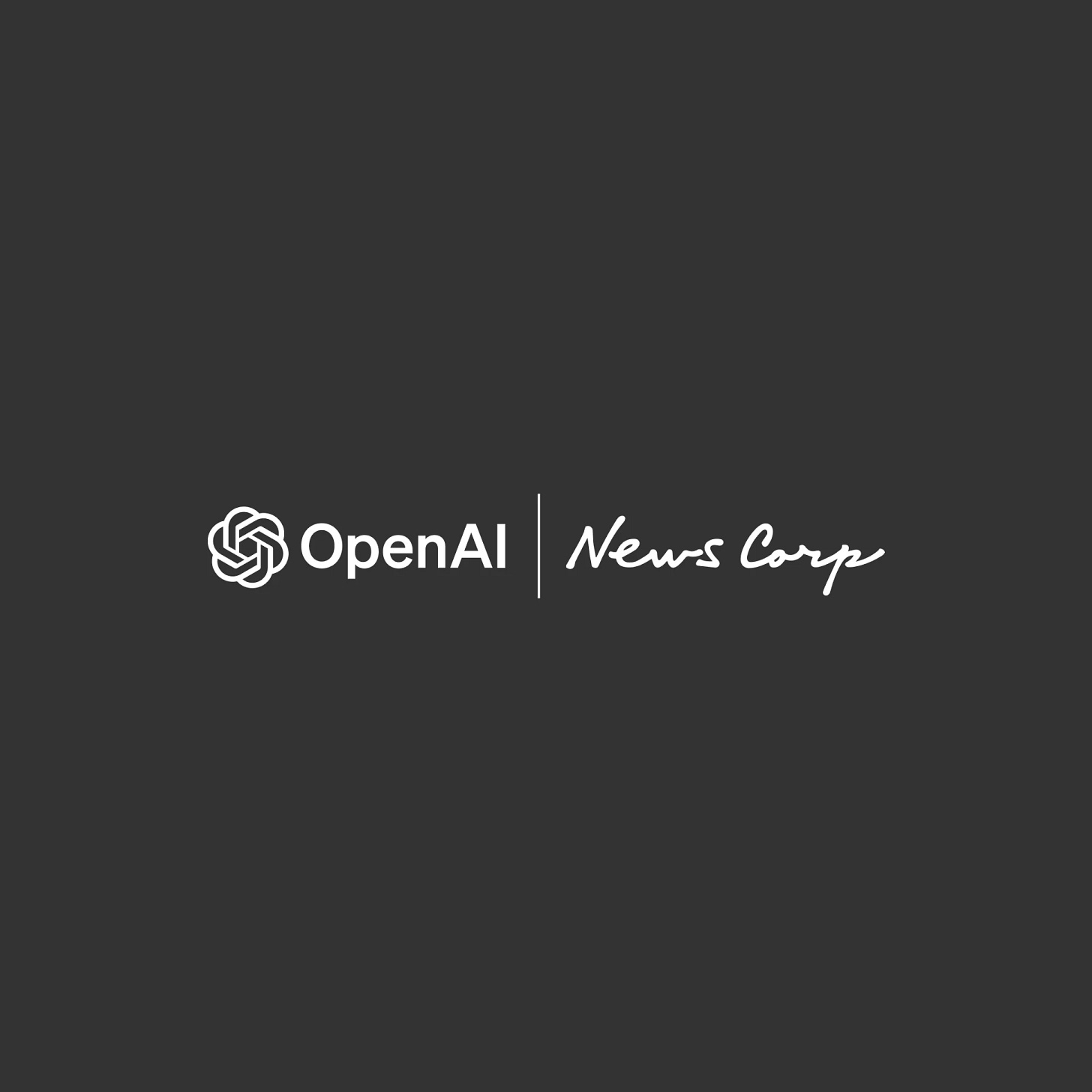 OpenAI and News Corp logo on a dark grey background.