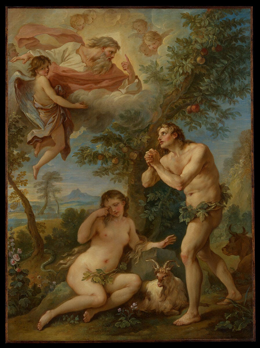 The Rebuke of Adam and Eve, Charles Joseph Natoire (French, Nîmes 1700–1777 Castel Gandolfo), Oil on copper The Rebuke of Adam and Eve, Charles Joseph Natoire (French, Nîmes 1700–1777 Castel Gandolfo), Oil on copper