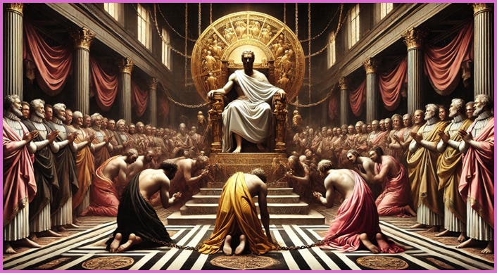 A statue of a person in a gold throne
Description automatically generated A statue of a person in a gold throne
Description automatically generated