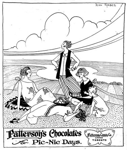 Four drawn women and a child eating fruit at the beach, pen drawing in vintage style. Vintage Ad #1,133: On the Beach, Summer 1925 Four drawn women and a child eating fruit at the beach, pen drawing in vintage style. Vintage Ad #1,133: On the Beach, Summer 1925
