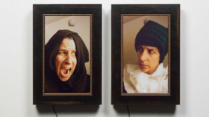 Nina Katchadourian, Under Pressure, 2014, two-channel video with custom frames and headphones. Duration: 4:04. Blanton Museum of Art, The University of Texas at Austin.