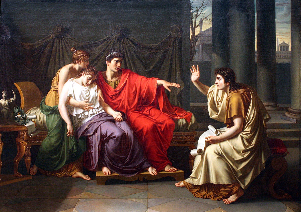 Virgil Reading the Aeneid to Augustus, Octavia, and Livia by Jean-Baptiste Wicar Virgil Reading the Aeneid to Augustus, Octavia, and Livia by Jean-Baptiste Wicar
