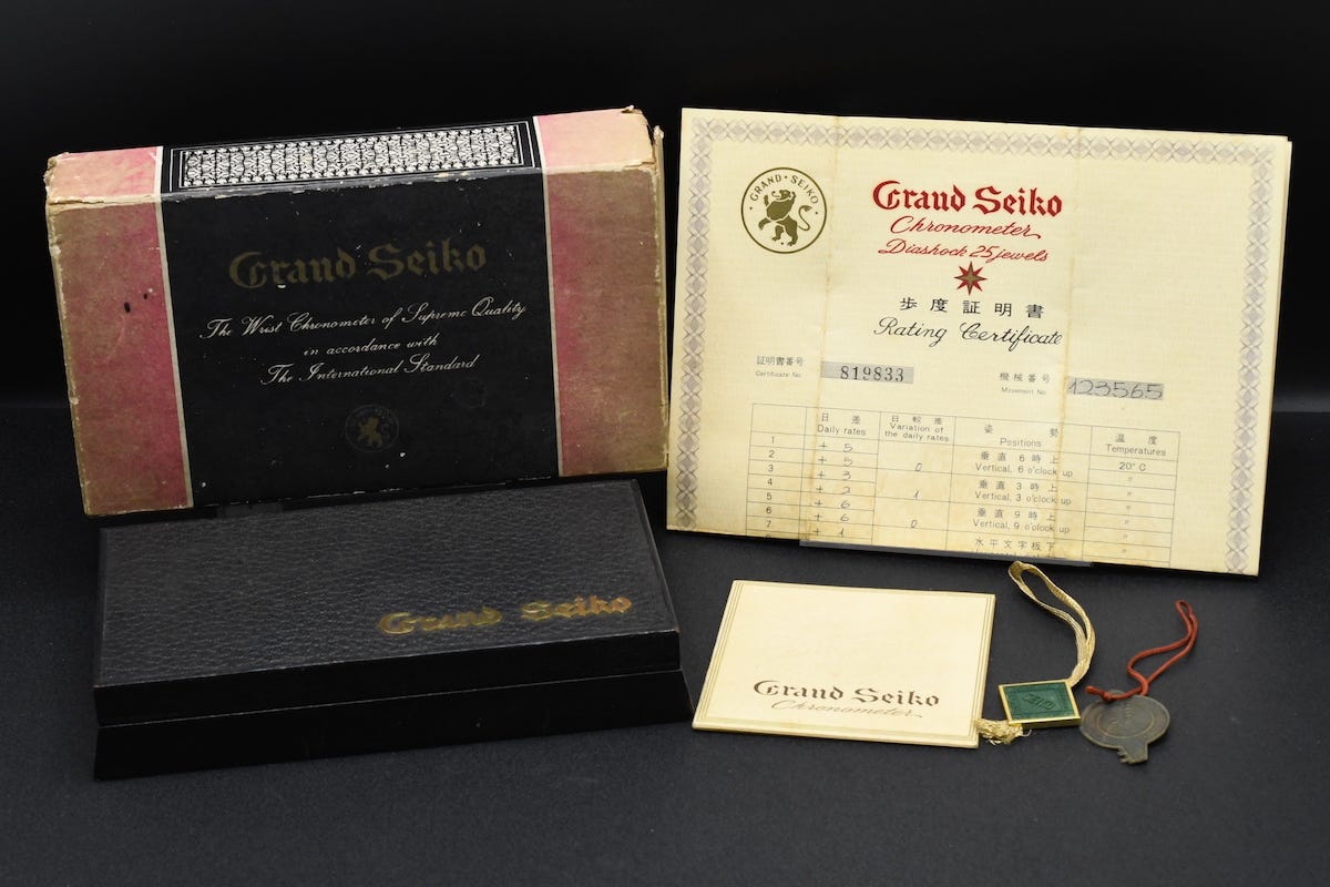 箱付 SEIKO GS 1st Ref：J14070 グランドセイコー ファースト クロノメーター メダリオン 歩度証明書 タグ