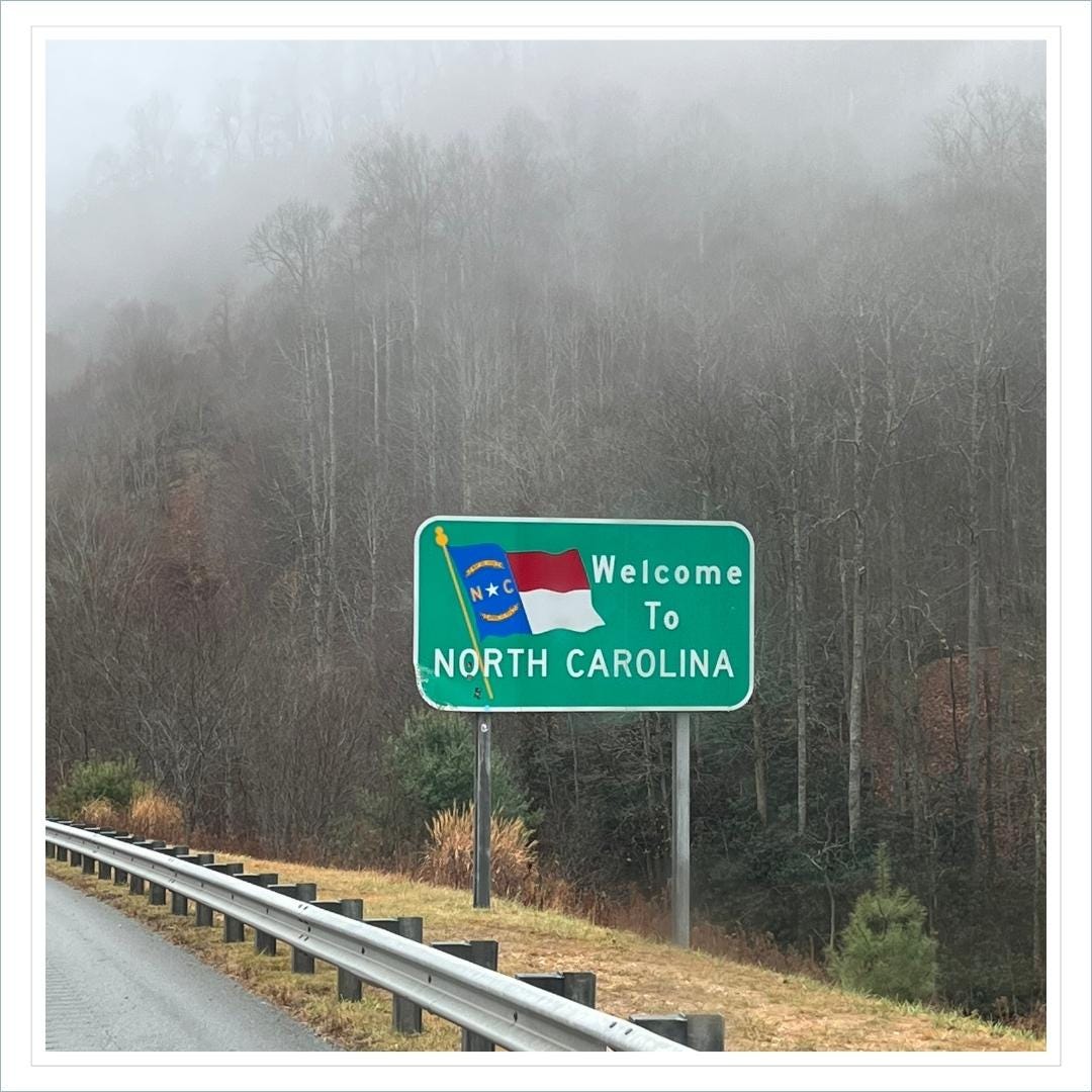 Road sign: Welcome to North Carolina