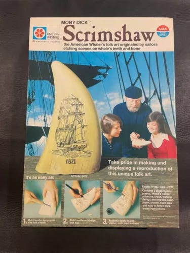 1970's Vintage Crafts By Whiting Moby Dick Scrimshaw Kit in Open Box - Picture 1 of 3