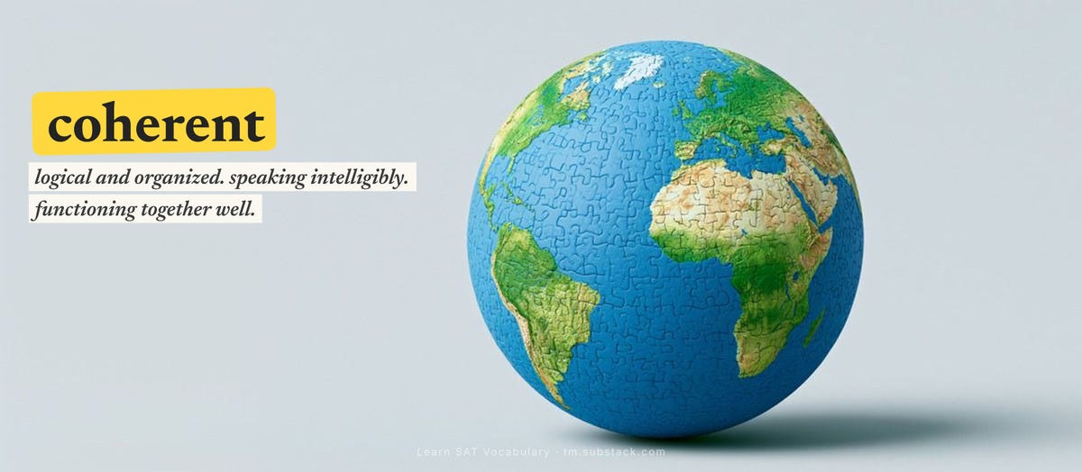Illustration — “coherent” means logical and organized. speaking intelligibly. functioning together well.