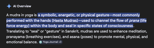 AI overview of a mudra in yoga AI overview of a mudra in yoga