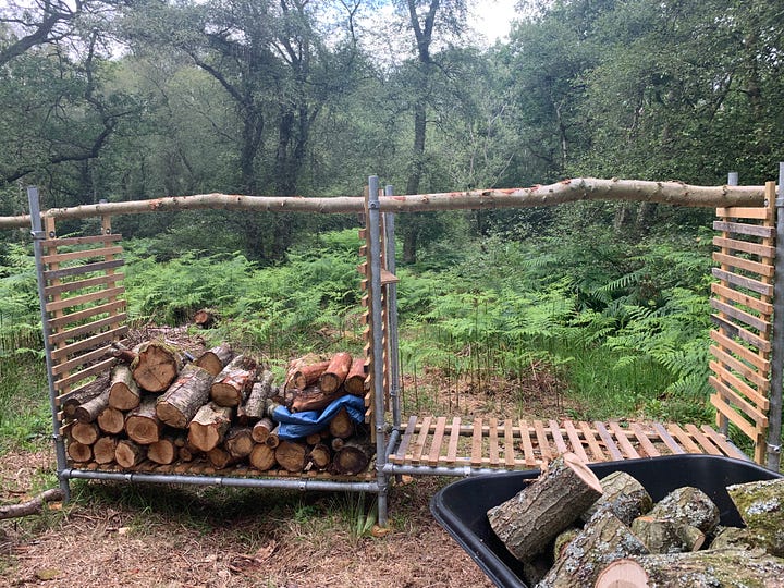 Before I started work and after I finished work. Much firewood was produced but there's more to process.