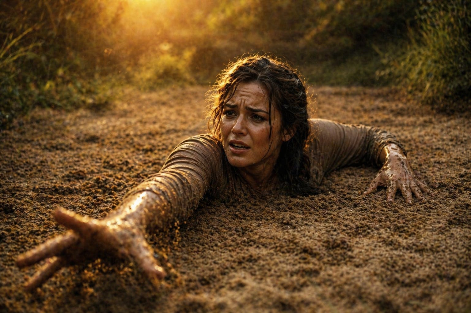 Caught in the pull, reaching for hope, the moment between panic and peace where everything feels lost but rescue is closer than it seems.