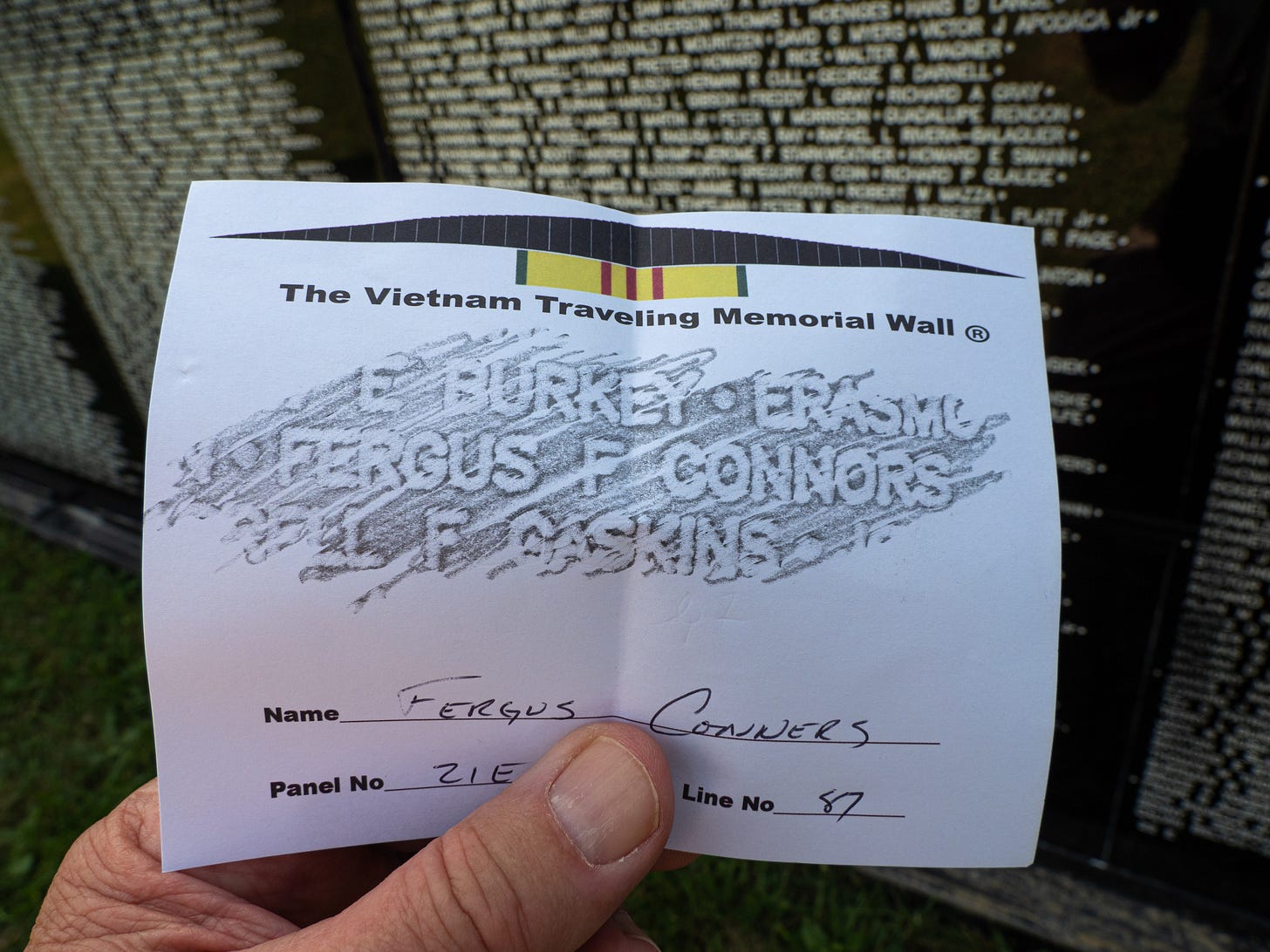 Fergus F. Connors name on wall