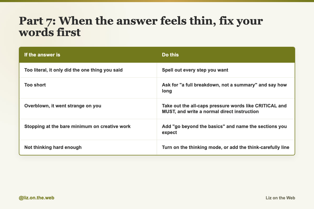 Part 7: When the answer feels thin, fix your words first Part 7: When the answer feels thin, fix your words first