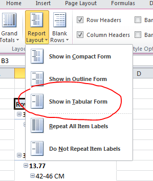 Show in Tabular Form Pivot Table Show in Tabular Form Pivot Table