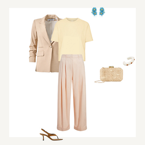 Capsule items for the Spring palette with a selection of resulting outfits