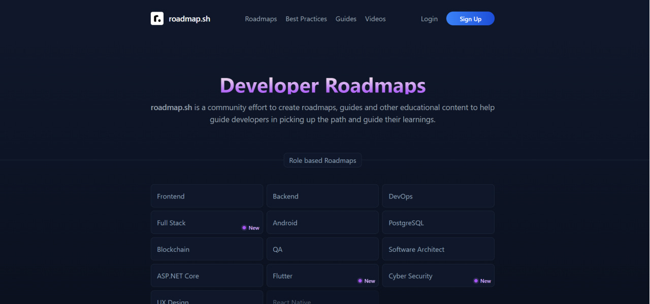 a community site of developer roadmpas