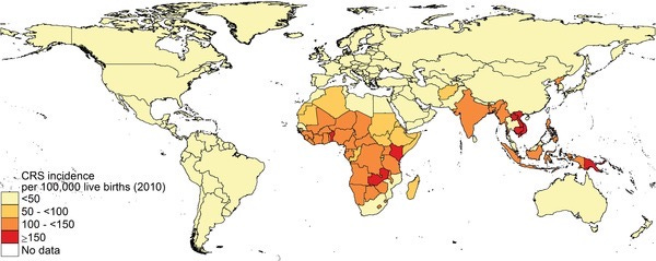 Incidence of congenital rubella syndrome, which parallels the incidence of rubella generally Incidence of congenital rubella syndrome, which parallels the incidence of rubella generally