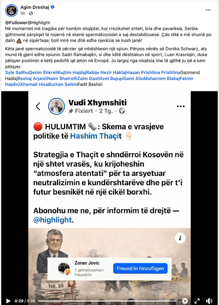 Postimet e Agim Dreshajt ne Facebook