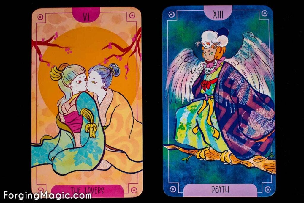 Lovers and Death Cards from Floating World Tarot Lovers and Death Cards from Floating World Tarot