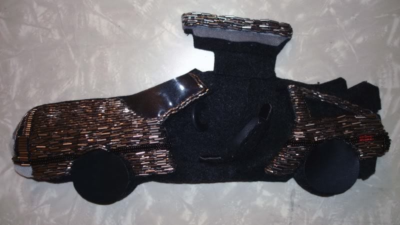 John Delorean felt bucket seats Back to the future beaded pop art bead embroidery John Delorean felt bucket seats Back to the future beaded pop art bead embroidery