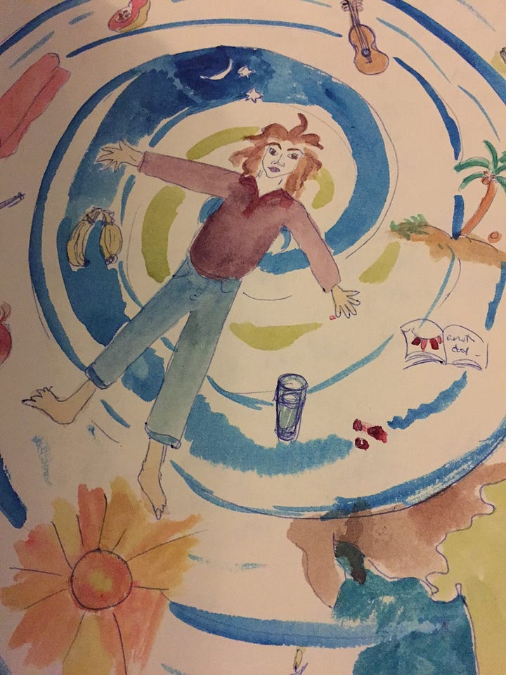 Self portraits: grade school 1970s and 2004 sketchbook India