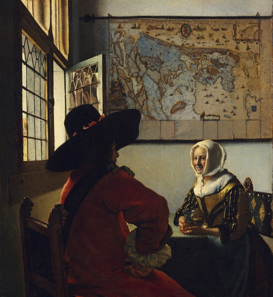Officer and Laughing Girl, Johannes Vermeer, 1657-58, oil on canvas. The Frick Collection, New York. Photo: Joseph Coscia Jr Officer and Laughing Girl, Johannes Vermeer, 1657-58, oil on canvas. The Frick Collection, New York. Photo: Joseph Coscia Jr