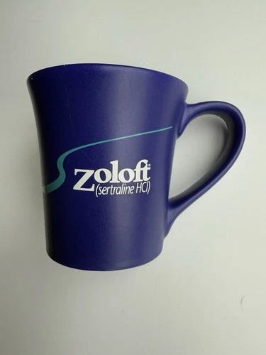 Zoloft Pharmaceutical Collectible Pharma Rep 12oz Blue Coffee Mug - Picture 1 of 7