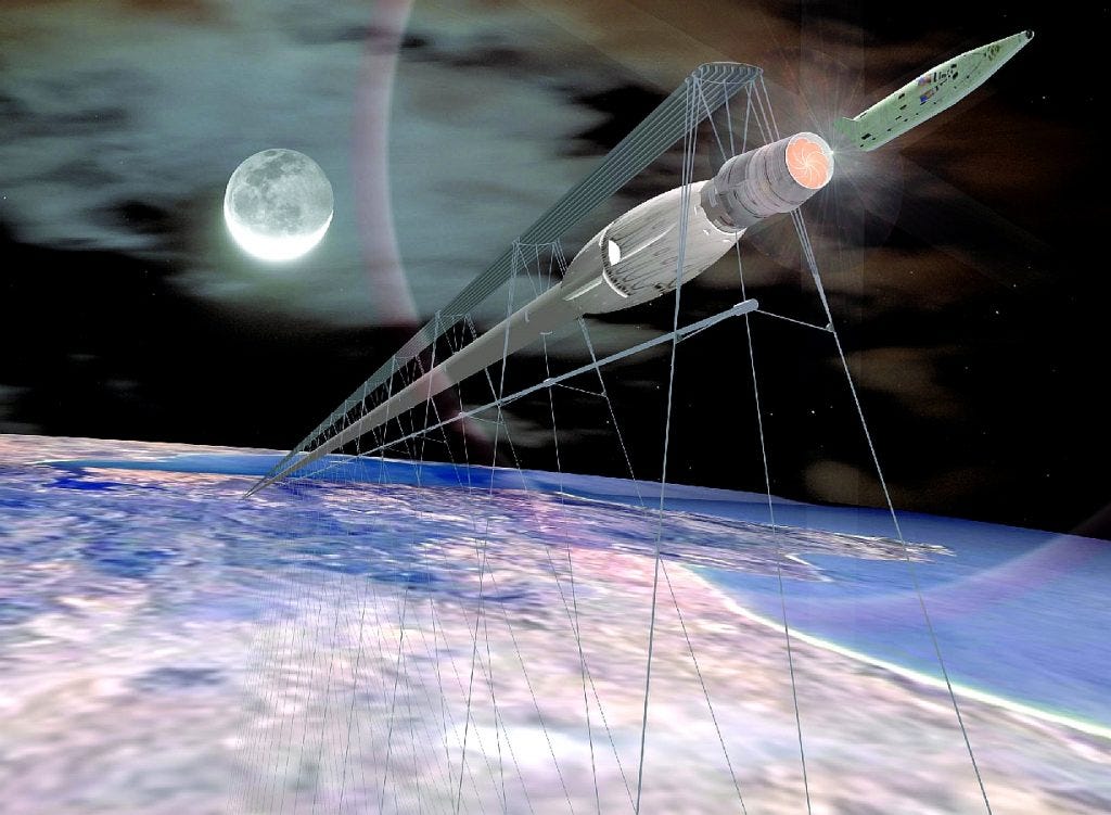 StarTram launching a rocket. (Concept). Credits: NASA