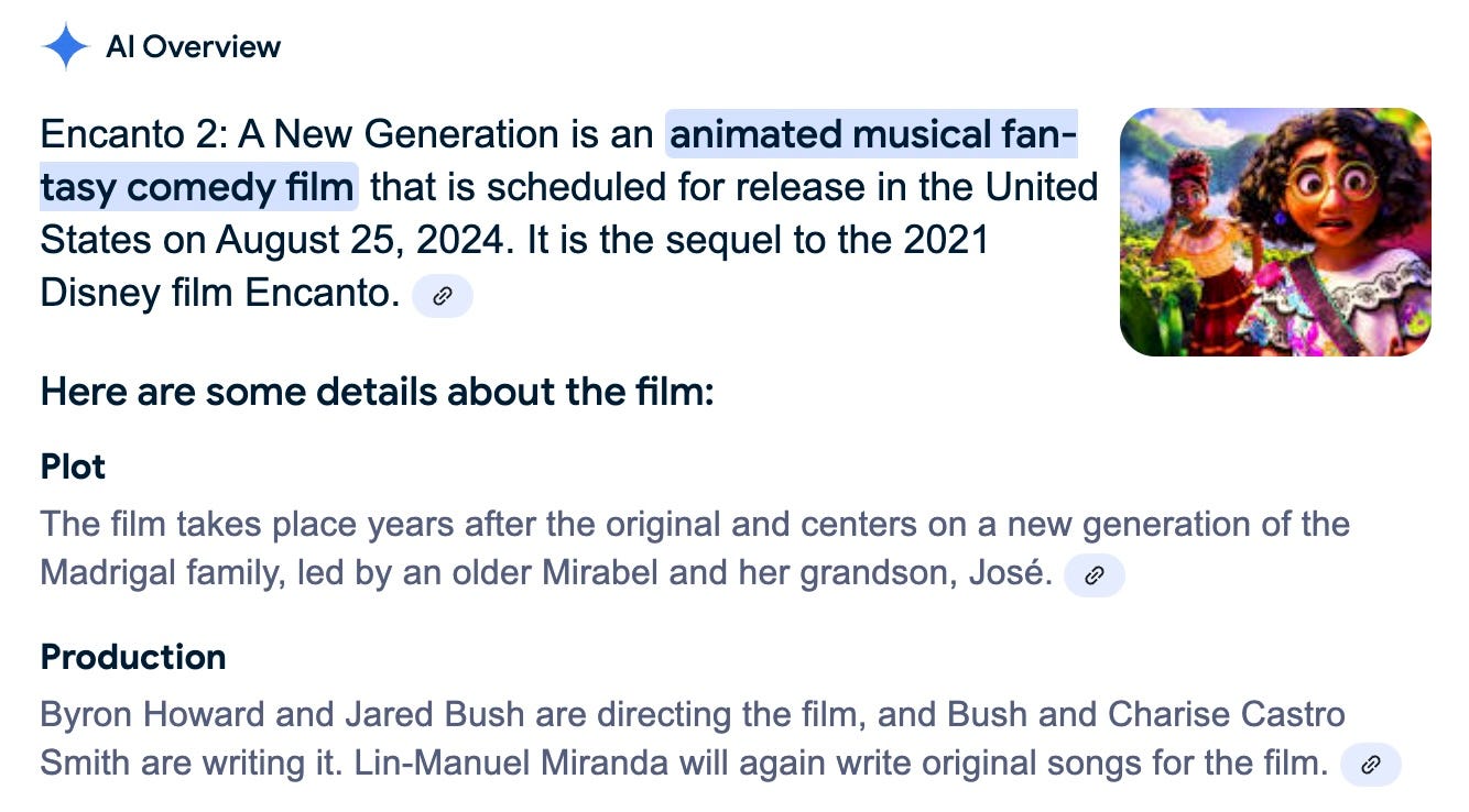 Encanto 2: A New Generation is an animated musical fantasy comedy film that is scheduled for release in the United States on August 25, 2024. It is the sequel to the 2021 Disney film Encanto. Here are some details about the film: Plot The film takes place years after the original and centers on a new generation of the Madrigal family, led by an older Mirabel and her grandson, José. Production Byron Howard and Jared Bush are directing the film, and Bush and Charise Castro Smith are writing it. Lin-Manuel Miranda will again write original songs for the film. Encanto 2: A New Generation is an animated musical fantasy comedy film that is scheduled for release in the United States on August 25, 2024. It is the sequel to the 2021 Disney film Encanto. Here are some details about the film: Plot The film takes place years after the original and centers on a new generation of the Madrigal family, led by an older Mirabel and her grandson, José. Production Byron Howard and Jared Bush are directing the film, and Bush and Charise Castro Smith are writing it. Lin-Manuel Miranda will again write original songs for the film.