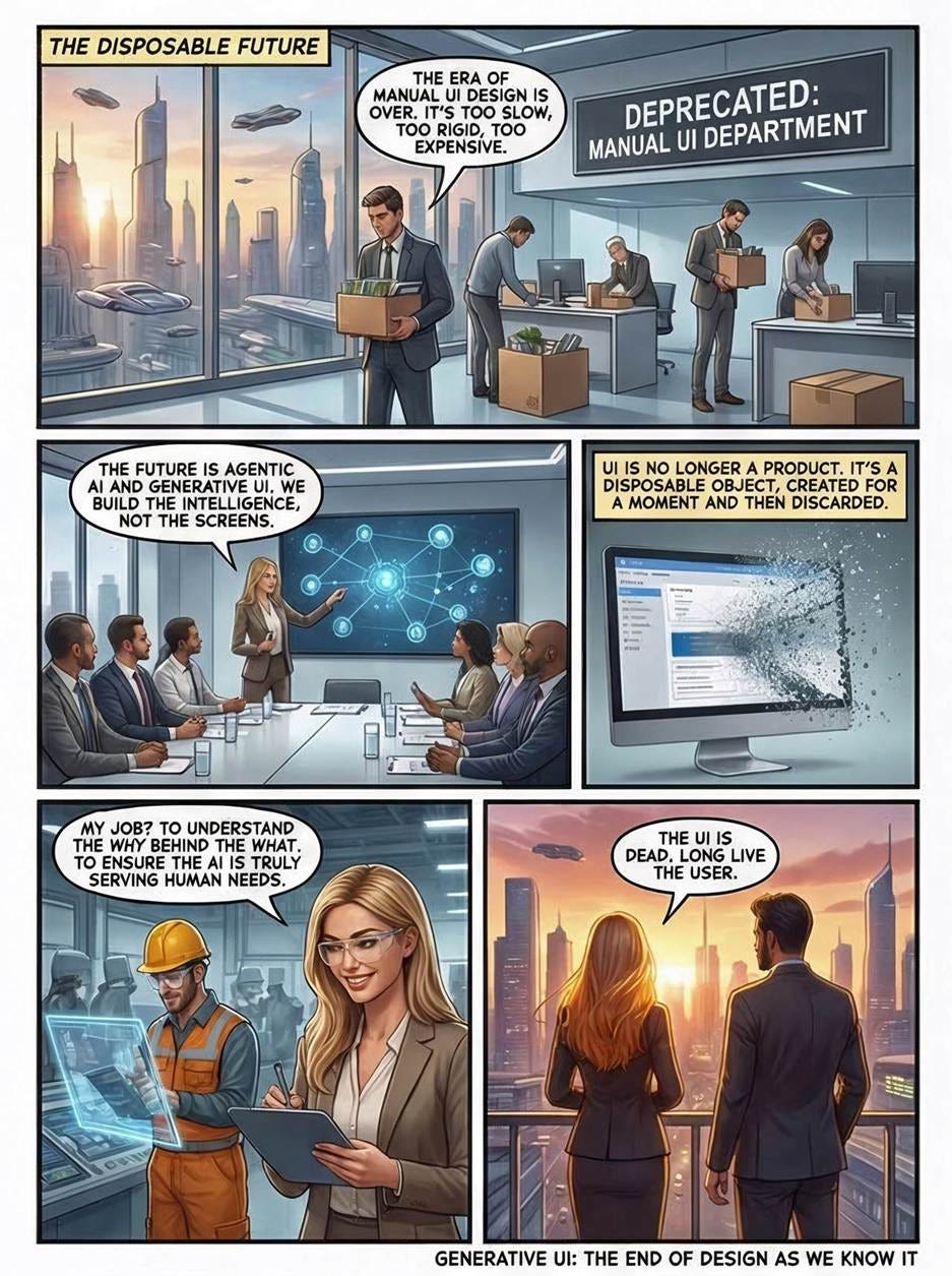 A comic page of two people talking to a group of people

AI-generated content may be incorrect.