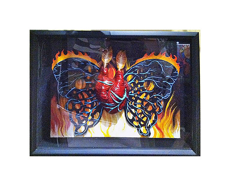 8 paintings and an assemblage centered around the theme of fire