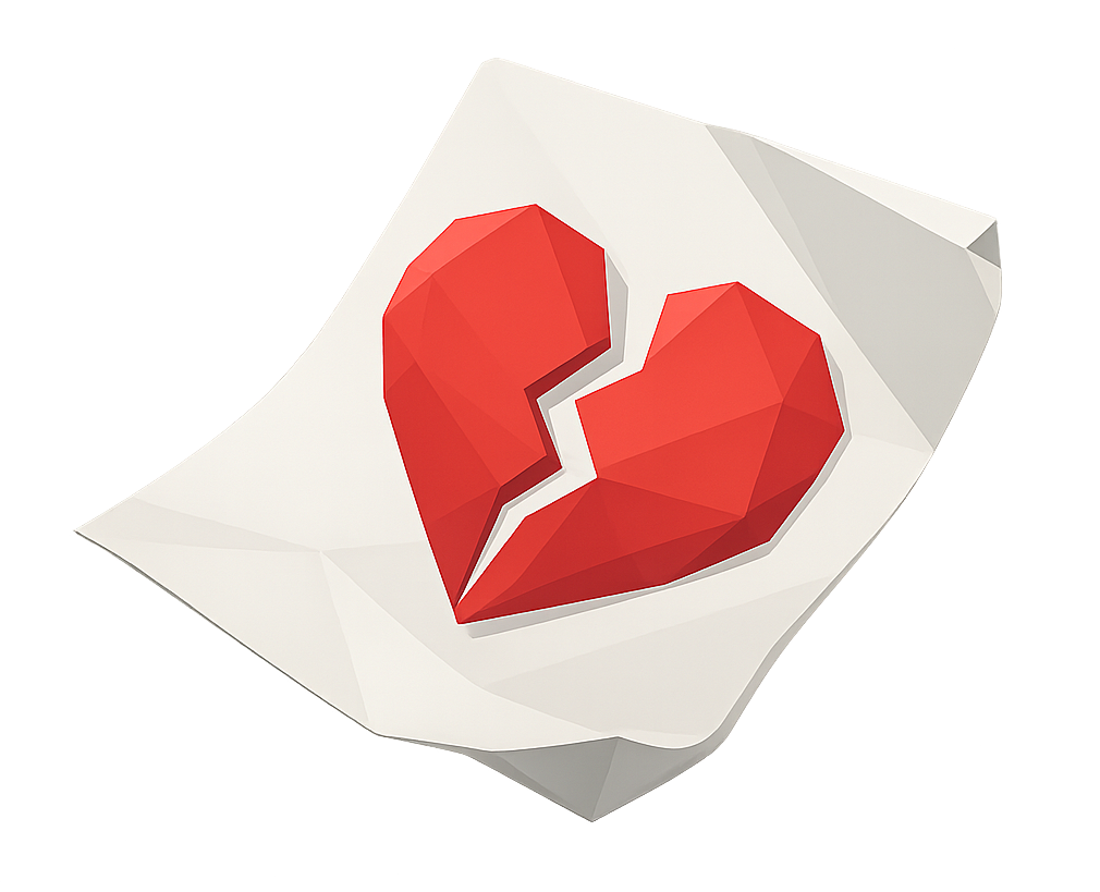broken heart on paper