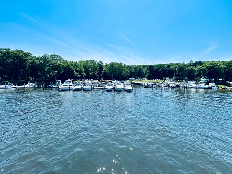 ship, decks, flag, boats, water, sky