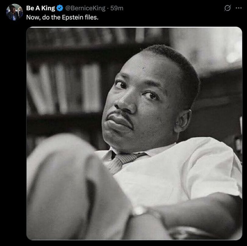 Now, do the Epstein files (photo of MLK Jr. looking annoyed)