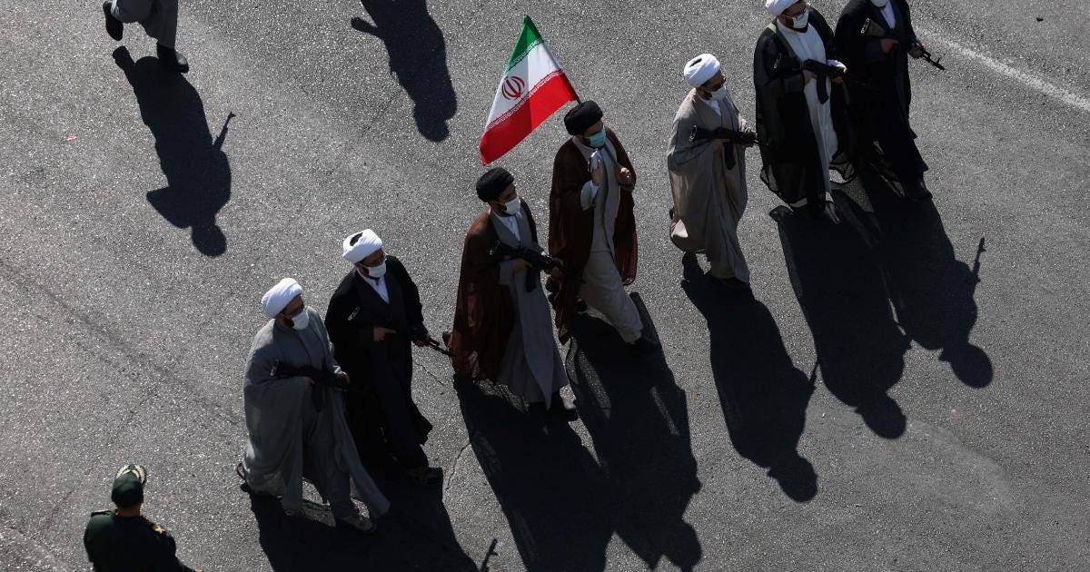 Clerics at a military march in Tehran, September 2026 Clerics at a military march in Tehran, September 2026