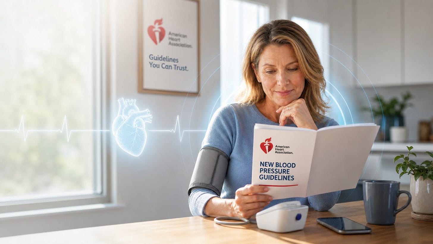 A woman measuring blood pressure in a brightly lit room studies new blood pressure guidelines by the American Heart Association A woman measuring blood pressure in a brightly lit room studies new blood pressure guidelines by the American Heart Association
