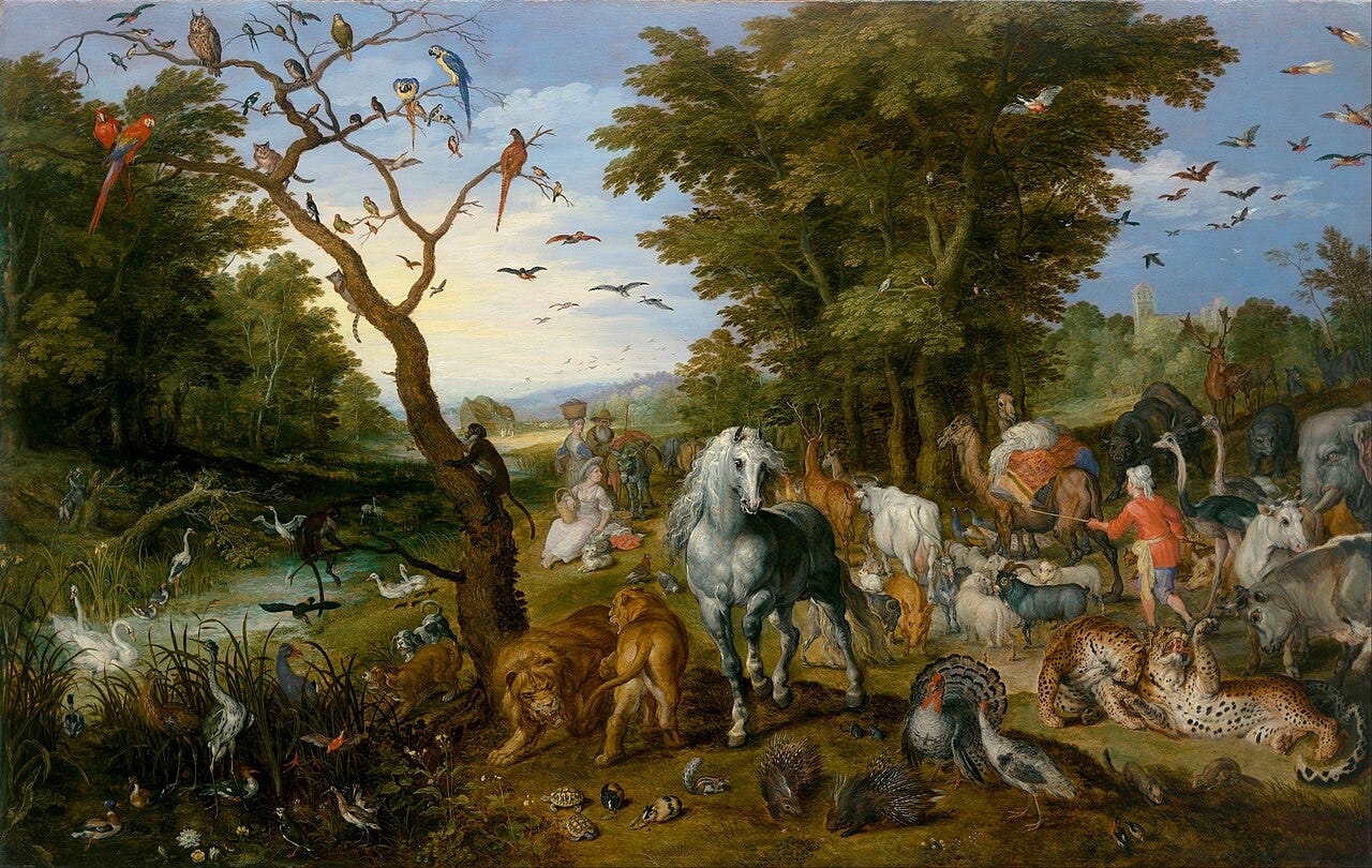 Animals streaming toward ark