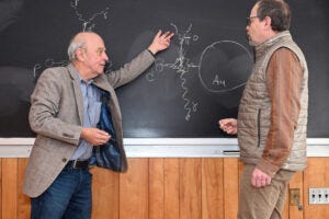 Stony Brook University physicists Gabor David and Axel Drees sketch out how a signal of jet energy loss in deuteron-gold collisions at the Relativistic Heavy Ion Collider (RHIC) supports the case that these collisions create small specks of quark-gluon plasma, a form of matter that permeated the early universe.