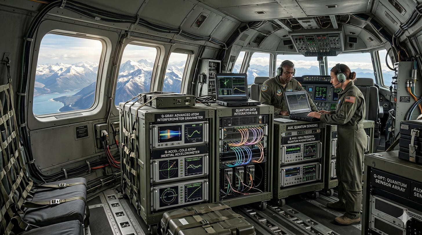 Quantum sensing hardware on a military aircraft Quantum sensing hardware on a military aircraft