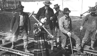 Martha "Babe" White drove the first spike in the Anchorage section of the Alaska Railroad.