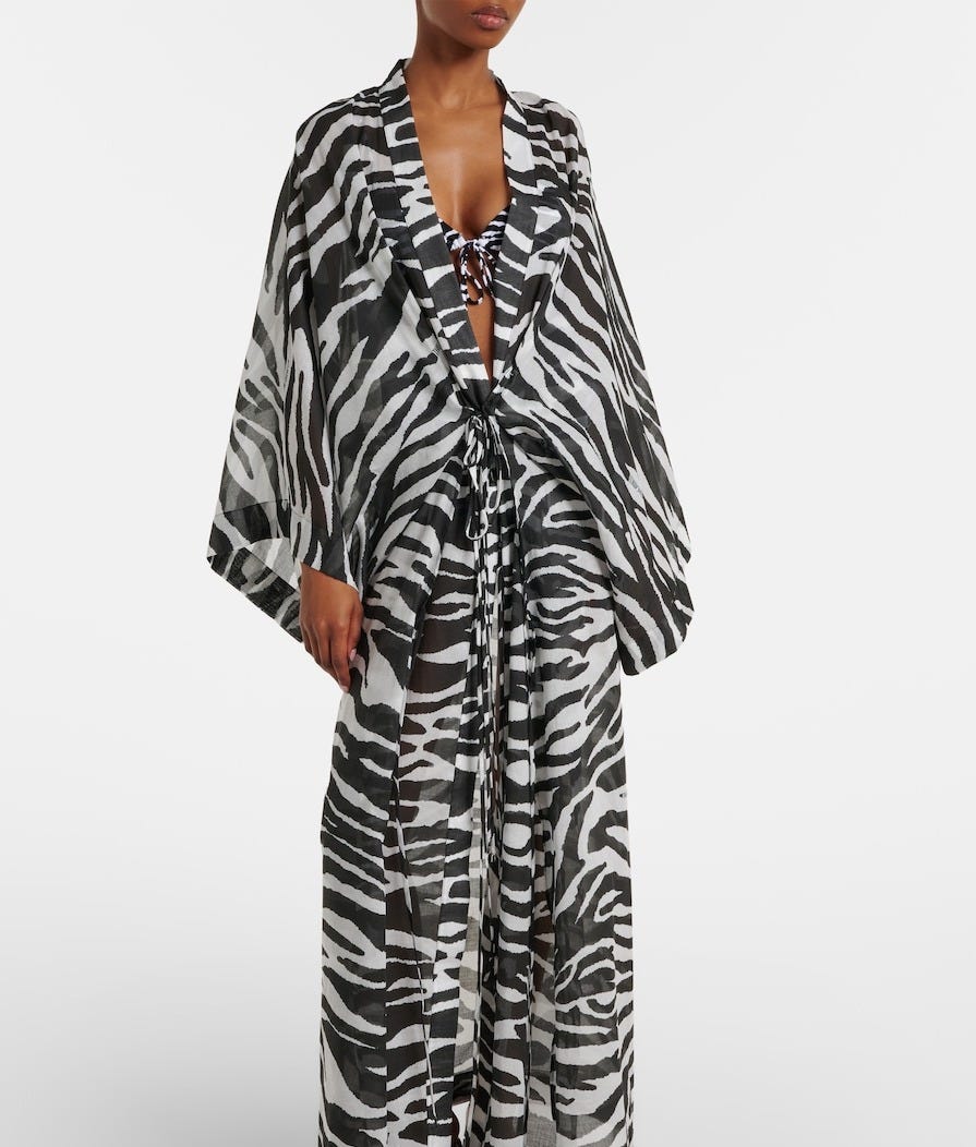 Zebra-print cotton muslin kaftan | The Attico