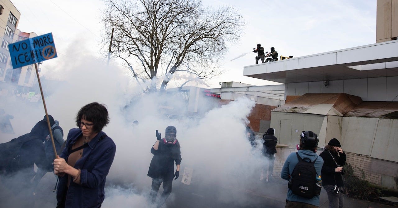 Anti-ICE protest draws massive crowd at South Portland facility, feds  deploy tear gas - oregonlive.com