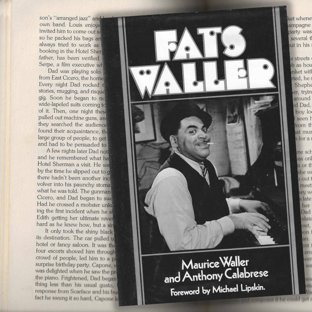 Cover and portion of interior page of Fats Waller biography