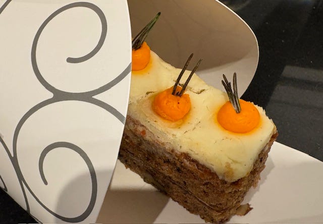 Carrot cake in pastry box