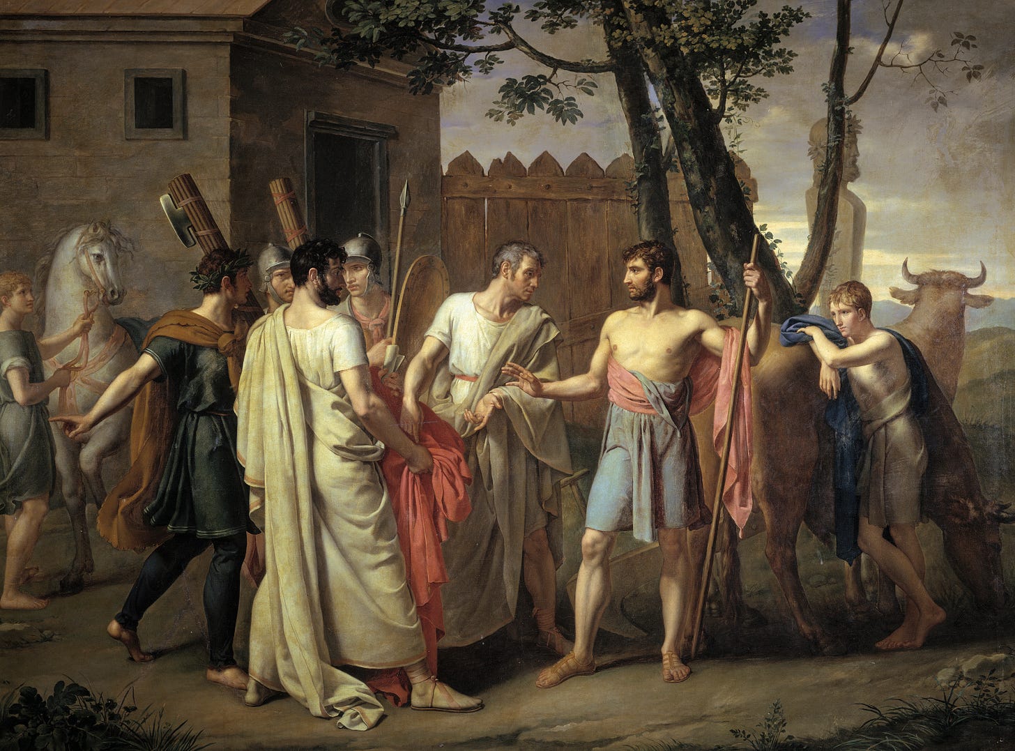 Juan Antonio Ribera (1779–1860) Spanish painter,- Cincinnatus abandons the  plow to dictate laws to Rome, 1806 Museo Nacional del Prado