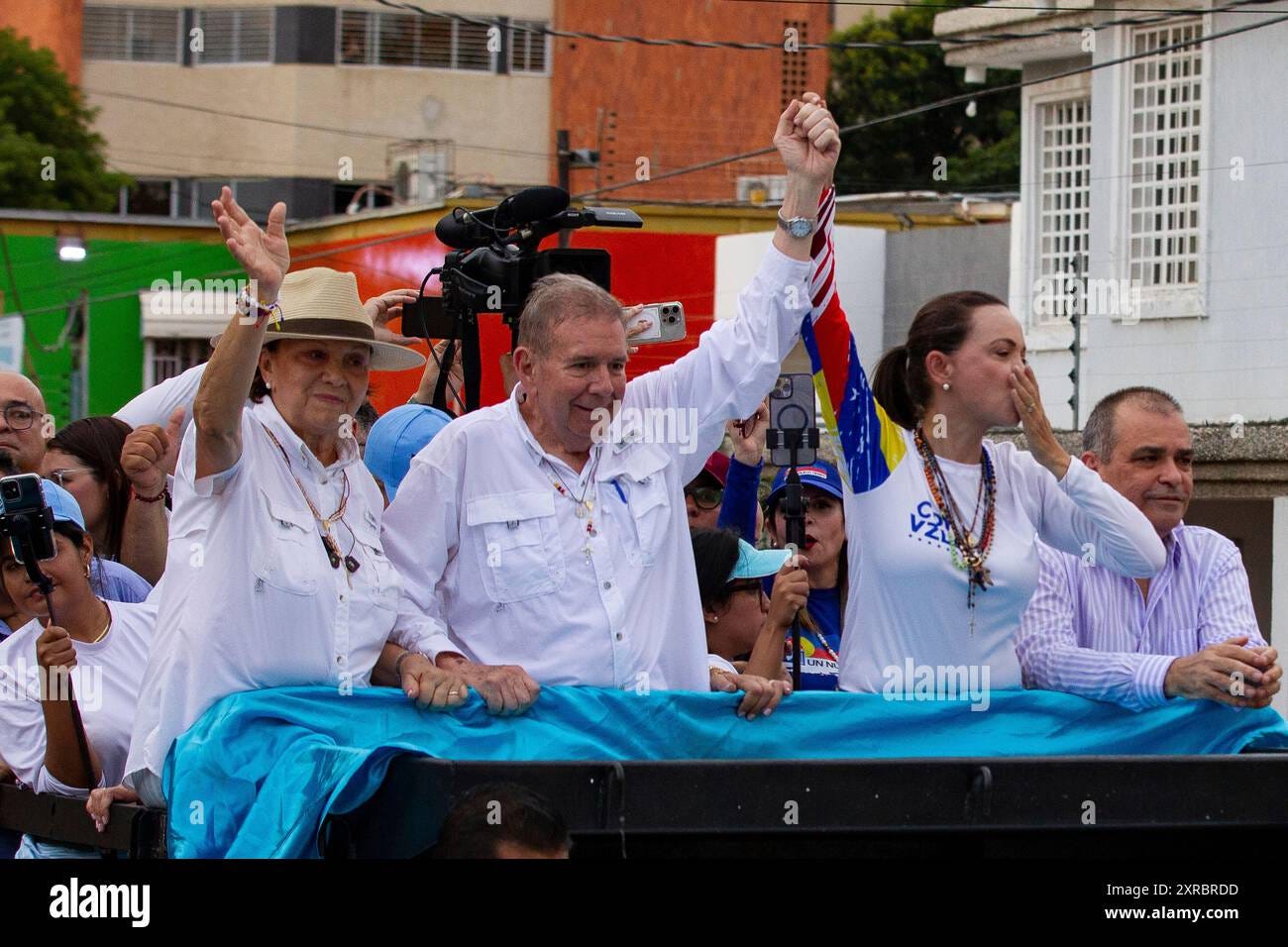 Maracaibo, 23-07-2024. Maria Corina Machado hold the hand of ... Maracaibo, 23-07-2024. Maria Corina Machado hold the hand of ...