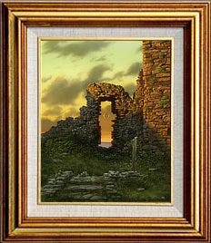 Limited edition giclée of DOORWAY TO THE WEST hand-stretched with gold and linen wood frame. Limited edition giclée of DOORWAY TO THE WEST hand-stretched with gold and linen wood frame.