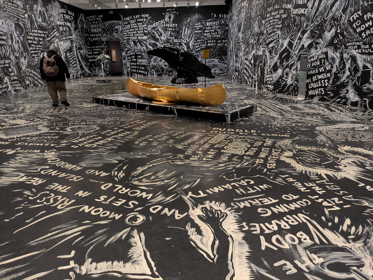 Four Talks. Four scupltures and site-specific painting, Laurie Anderson 2020.