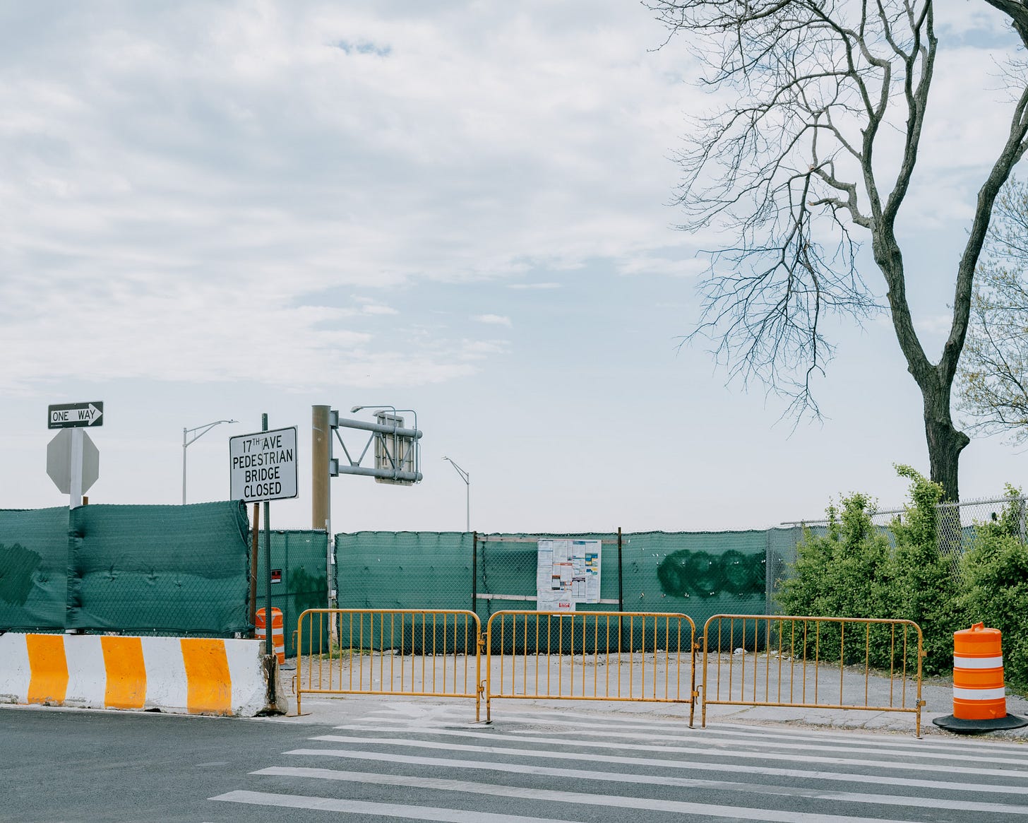 Orange-barricades-blocking-pedestrian-bridge Orange-barricades-blocking-pedestrian-bridge