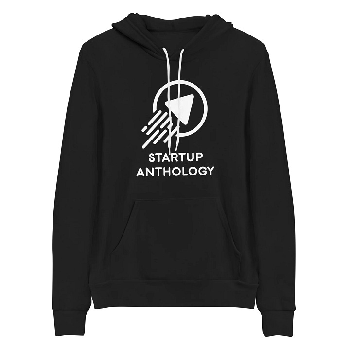 Startup Anthology black hoodie, grey trucker hat, mustard yellow t-shirt and stickers startup apparel, entrepreneur merchandise, startup culture clothing, tech startup accessories